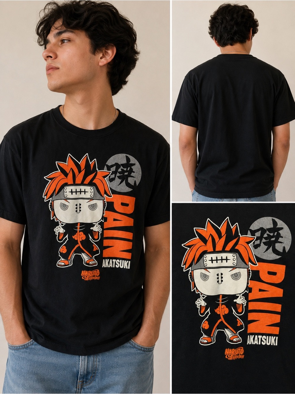 Funko Naruto Pain Chibi Graphic Tee - Black & Orange